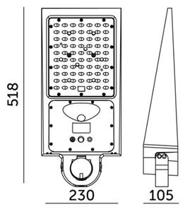LED соларна улична лампа със сензор STREET LED/30W/9,6V 3000/4000K 6000 mAh IP65