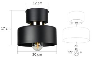 Таванно осветително тяло IGNIA 1xE27/60W/230V черно/златно