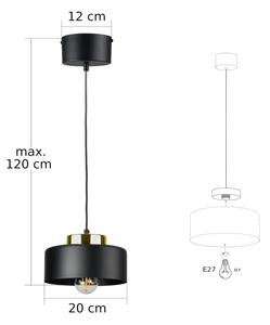 Полилей с кабел IGNIA 1xE27/60W/230V черен/златист
