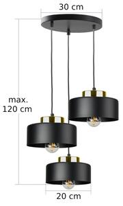 Полилей с кабелно окачване IGNIA 3xE27/60W/230V черен/златен