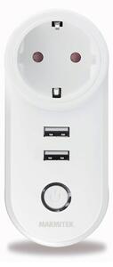 Смарт контакт Marmitek Power SI, Wi-fi, 2x USB Type A, до 3450 W, LED индикатор за енергия, бял