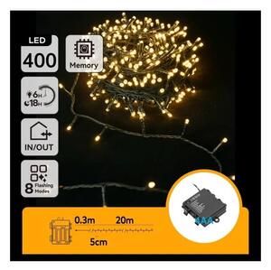 Aigostar - LED външна коледна гирлянда 400xLED/8 функции 4xAA 20,3 м топла бяла светлина
