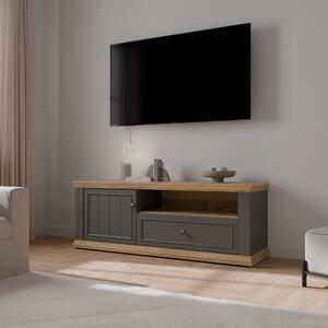 TV шкаф THIRTEEN, 149.50 см, дъб Маувела/сиво