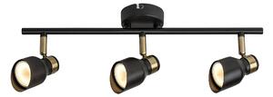 RABALUX Lilou, indoor matte black + gold metal ceiling lamp, GU10 3xMAX25W, shade: D5,5cm, lamp: L45cm, H18cm, installation diam