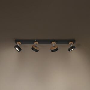 OSRAM LED тавански прожектор PLUTO, черен, 4 спота, 3000 K, Черен, Дневна/трапезария, Метал
