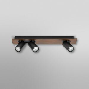 OSRAM тавански прожектор MERCURY черен 3-Spot GU10-LED 927 dim, Затъмняване, Дърво, Дневна/трапезария, Метал, Модерен