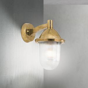 ORION Външна стена York, месинг, стъкло с канали, E27, IP54, Затъмняване, Злато / месинг, Месинг