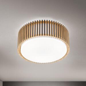 ORION Таванна лампа Tarta, Ø 40 cm, дърво, текстилен дифузор, 3 x E27, Затъмняване, Дърво, Дневна/трапезария, Дървесина