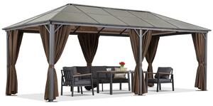 Градинска беседка Milos 3x6m с кафяви завеси Garden Point
