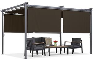 Кафява пергола за тераса с ролетни щори La Palma 3x4 Garden Point