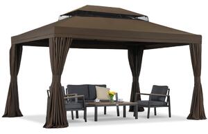 Кафяв градински павилион със завеси Valencia 3x4m Garden Point