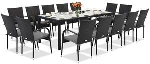 Градинска мебел от техникоратан Milan за 14 души с голяма маса Garden Point black