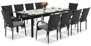 Градинска мебел от техникоратан Milan за 10 души с голяма маса Garden Point black