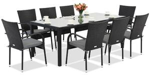 Градинска мебел от техникоратан Milan за 8 души с голяма маса Garden Point black