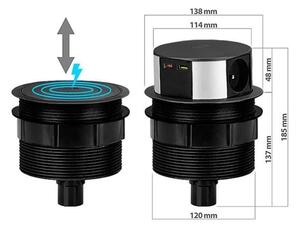 Solight PP120USBCW-B-Настолна колона с контакти 3x230V + 2xUSB+безжично зареждане