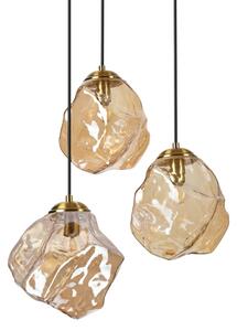 Полилей на кабел CRISTAL 3xE14/15W/230V месинг/опушено бежово