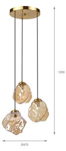 Полилей на кабел CRISTAL 3xE14/15W/230V месинг/опушено бежово