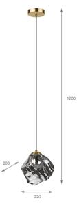 Полилей на кабел CRISTAL 1xE14/15W/230V месинг/димчато черен