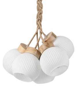 Полилей на кабел LOOMIS 5xE27/15W/230V 83 cm бежов/дъб