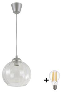 Brilagi - LED полилей на кабел RETRO GLASS 1xE27/60W/230V Ø 25 см сребрист/прозрачен