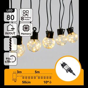 Aigostar - LED външен декоративен гирлянд 80xLED/3,6W/230V 5m IP44 топла бяла