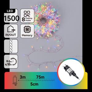Aigostar - LED външна коледна светлинна верига 1500xLED/8 функции 78m IP44 многоцветна