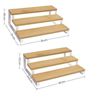 Комплект 2 рафта за подправки, Songmics, Натурален-Бял, 32x24.5x11.2 см