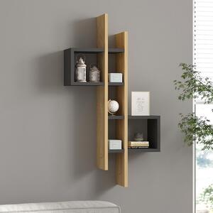 Raft de perete Garel, Pako World, Stejar-Antracit, 53x19x108 cm