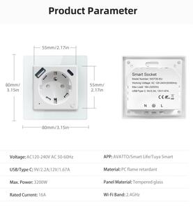 Immax NEO 07544L - Умен контакт E 16A/230V + 1xUSB-A+1xUSB-C PD 20W Wi-Fi