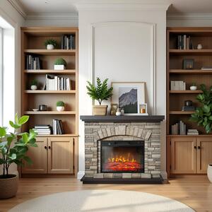 Електрически камини ElectricSun AMBAR Stone, със звуков ефект, 3 цвята, WI-FI връзка с приложение, L107xH90cm