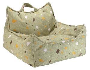 Зелен детски пуф от букле и шенил Terrazzo Chair – Wigiwama