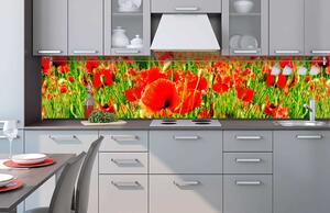 Фототапет за кухня - червени макове 260 x 60 см