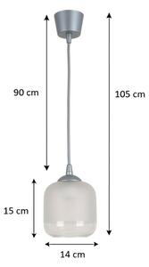 Brilagi - LED полилей на кабел RETRO GLASS 1xE27/60W/230V Ø 14 cm сребрист/бял