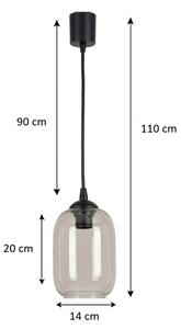 Brilagi - LED полилей на кабел R GLASS 1xE27/60W/230V Ø 14 cm черен/димно сив