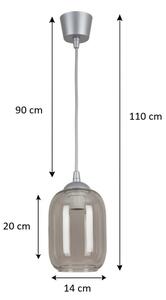 Brilagi-LED Висяща лампа на кабел R GLASS 1xE27/60W/230V Ø 14 см сребрист/опушено сиво