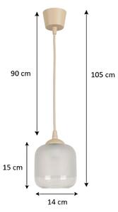 Brilagi - LED полилей на кабел RETRO GLASS 1xE27/60W/230V Ø 14 см бежово/бяло