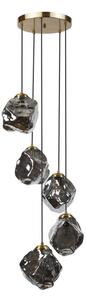Полилей на кабел CRISTAL 5xE14/15W/230V месинг/димно черно