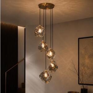 Полилей на кабел CRISTAL 5xE14/15W/230V месинг/димно черно