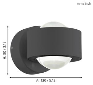 Eglo 64496 - LED стенен аплик ONO PRO 2xLED/2,5W/230V антрацит