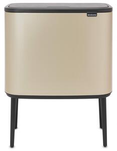 Кош за боклук Brabantia Bo Touch 1003216, 3x11 л, Плавно и безшумно отваряне, Голям отвор, Златен металик