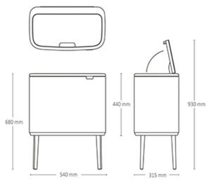 Кош за смет Brabantia Bo Touch 1005550, 3х11 л, Плавно и безшумно отваряне, Голям отвор, Бежов