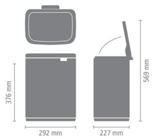 Кош за смет Brabantia Bo Small 1006636, 12 л, Безшумно и плавно отваряне, Инокс