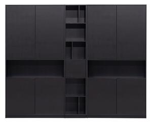 Черна модулна библиотека от масивен бор 260x210 cm Finca – WOOOD