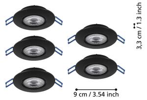 Eglo 300189 - Комплект от 5 вградени LED осветителни тела GEDREZ LED/4,9W/230V Ø 9 см, черно