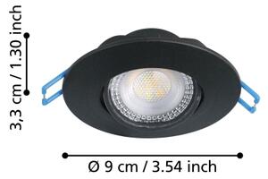 Eglo 300188 - Комплект от 3 LED вградени осветителни тела GEDREZ LED/4,9W/230V, Ø 9 cm, черни