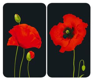 Капаци за печка в комплект от 2 броя от закалено стъкло 52x30 cm Poppy - Maximex