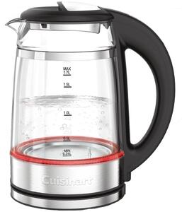 Електрическа кана за вода Cuisinart GK19E Double Glass, 3000W, 1.7 л, 50-100°C, 360° основа, Сензорно управление, Филтър, Индикатор, Инокс/черен