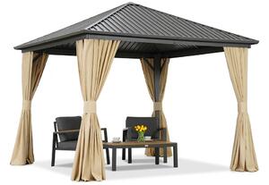 Метална беседка Сардиния 3x3 със завеси Garden Point бежова