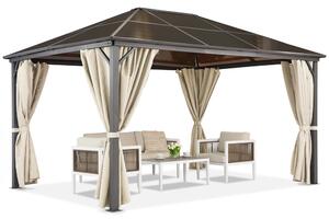 Градинска беседка Milos 3x4m с кремави завеси Garden Point