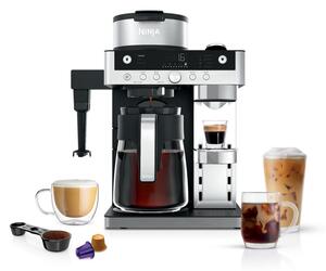 Еспресо машина Ninja Prestige CFN802EU, 1650W, 19 bar, 1.8 л, 10 размера, 3 режима, DualBrew, Nespresso, Инокс